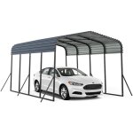 Abri de voiture m�tallique 4, 4 x 3m ext�rieur, tente de garage avec base renforc�e et 4 pieds inclin�s ...