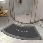 Super absorbant tapis de douche arrondi en quart de cercle, lavable tapis douche angle antidrapant pour ...