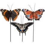 Ac - deco - lot de 3 dcorations  planter papillons - polyrsine et fer - l 10 x l 12, 5 x h 77 cm - ...