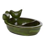 Bain d'oiseaux et mangeoire en terre cuite - vert - l 21 x l 8, 6 x h 15, 5 cm - livraison gratuite - ...