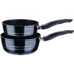 Ac - deco - casserole - lot de 2 - rev�tement marbre - livraison gratuite - noir