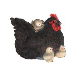 Ac - deco - poules couch�e d�corative avec poussins - noir - l 15 cm - livraison gratuite