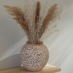 Vase en bois  mango wood  - beige - d 17 x h 18. 8 cm - livraison gratuite