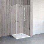 Accès d'angle droit avec portes douche pivotantes, verre 5 mm, profilé aspect chromé, schulte, 75 x 90 ... Accès d'angle droit avec portes douche pivotantes, verre 5 mm, profilé aspect chromé, schulte, 75 x 90 ...