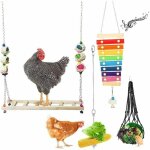 Accessoires pour poulailler, ensemble de 4 jouets pour poules : balan�oire, xylophone, mangeoire suspendue ...