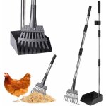 Accessoires pour poulailler : pelle � poulet ergonomique 2 en 1 pour le nettoyage et le tamisage, fouet ...