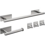 Accessoires de salle de bain 5 pi�ces, porte - serviettes, porte - papier toilette, crochet mural, acier ...