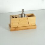 Accessoire salle de bain bois, accessoire, 4 pieces en bambou, 1x support, 1x verre à dents, 1x porte ... Accessoire salle de bain bois, accessoire, 4 pieces en bambou, 1x support, 1x verre à dents, 1x porte ...