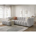 Bobochic - canap� d'angle fixe talia tissu bouclette angle gauche gris clair