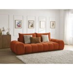 Bobochic - canap droit convertible coffre everest tissu textur orange