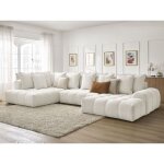 Bobochic - canap panoramique convertible coffre everest tissu chin angle droit blanc