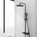 Colonne de douche avec mitigeur mcanique, douchette avec douche de tte rond 25x25cm et 3 jets, noir ...
