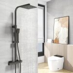 Acezanble Élégant colonne de douche thermostatique ensemble de douche en pluie set de douche pour salle ... Acezanble Élégant colonne de douche thermostatique ensemble de douche en pluie set de douche pour salle ...