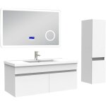 Acezanble - ensemble meuble 100 cm, lavabo cramique simple + colonne + miroir salle de bain bluetooth ...