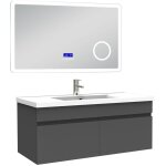 Acezanble - ensemble meuble 100 cm, lavabo cramique simple + miroir salle de bain bluetooth avec 3 couleurs ...