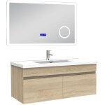 Acezanble - ensemble meuble 100 cm, lavabo cramique simple + miroir salle de bain bluetooth avec 3 couleurs ...