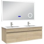 Acezanble - ensemble meuble 120 cm, lavabo céramique double + miroir salle de bain bluetooth avec 3 couleurs ... Acezanble - ensemble meuble 120 cm, lavabo céramique double + miroir salle de bain bluetooth avec 3 couleurs ...