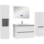 Acezanble ensemble meuble 80 cm blanc avec 2 tiroirs  fermeture automatique, lavabo cramique + miroir ...