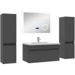 Acezanble - ensemble meuble 80 cm, lavabo cramique simple + 2 colonnes + miroir salle de bain bluetooth ...