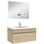 Acezanble - ensemble meuble 80 cm, lavabo céramique simple + miroir salle de bain bluetooth avec 3 couleurs ... Acezanble - ensemble meuble 80 cm, lavabo céramique simple + miroir salle de bain bluetooth avec 3 couleurs ...