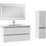 Acezanble - ensemble meuble salle de bain 100cm simple vasque avec colonne et miroir 3 couleurs blanc ... Acezanble - ensemble meuble salle de bain 100cm simple vasque avec colonne et miroir 3 couleurs blanc ...