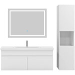 Acezanble - ensemble meubles salle de bain 100cm simple vasque + colonne + miroir blanc