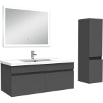 Acezanble ensemble meuble salle de bain 100cm avec vasque + colonne + miroir lumineux 3 couleurs anthracite ...