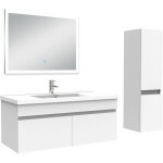 Acezanble ensemble meuble salle de bain 100cm avec vasque + colonne + miroir lumineux 3 couleurs blanc ...