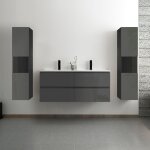Acezanble - ensemble meuble salle de bain 120 cm anthracite brillant avec 4 tiroirs à fermeture automatique, ... Acezanble - ensemble meuble salle de bain 120 cm anthracite brillant avec 4 tiroirs à fermeture automatique, ...
