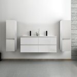 Acezanble - ensemble meuble salle de bain 120 cm blanc brillant avec 4 tiroirs à fermeture automatique, ... Acezanble - ensemble meuble salle de bain 120 cm blanc brillant avec 4 tiroirs à fermeture automatique, ...
