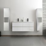 Acezanble - ensemble meuble salle de bain 120 cm blanc brillant avec 4 tiroirs à fermeture automatique, ... Acezanble - ensemble meuble salle de bain 120 cm blanc brillant avec 4 tiroirs à fermeture automatique, ...