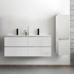 Acezanble - ensemble meuble salle de bain 120 cm blanc brillant avec 4 tiroirs à fermeture automatique, ... Acezanble - ensemble meuble salle de bain 120 cm blanc brillant avec 4 tiroirs à fermeture automatique, ...