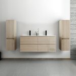 Acezanble - ensemble meuble salle de bain 120 cm chêne wotan brillant avec 4 tiroirs à fermeture automatique, ... Acezanble - ensemble meuble salle de bain 120 cm chêne wotan brillant avec 4 tiroirs à fermeture automatique, ...