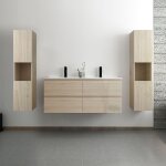 Acezanble - ensemble meuble salle de bain 120 cm chêne wotan brillant avec 4 tiroirs à fermeture automatique, ... Acezanble - ensemble meuble salle de bain 120 cm chêne wotan brillant avec 4 tiroirs à fermeture automatique, ...