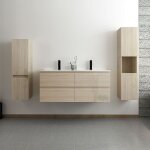 Acezanble - ensemble meuble salle de bain 120 cm chêne wotan brillant avec 4 tiroirs à fermeture automatique, ... Acezanble - ensemble meuble salle de bain 120 cm chêne wotan brillant avec 4 tiroirs à fermeture automatique, ...