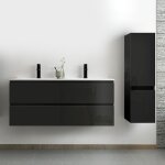 Acezanble - ensemble meuble salle de bain 120 cm noir brillant avec 4 tiroirs à fermeture automatique, ... Acezanble - ensemble meuble salle de bain 120 cm noir brillant avec 4 tiroirs à fermeture automatique, ...