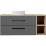 Acezanble ensemble meuble salle de bain 120 cm et vasque ronde en c�ramique, tiroirs � fermeture douce ...