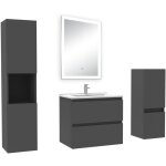 Acezanble ensemble meuble salle de bain 60cm avec simple vasque et colonne et miroir lumineux dimmable ... Acezanble ensemble meuble salle de bain 60cm avec simple vasque et colonne et miroir lumineux dimmable ...
