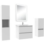 Acezanble - ensemble meuble salle de bain 60cm avec simple vasque et colonne et miroir lumineux dimmable ... Acezanble - ensemble meuble salle de bain 60cm avec simple vasque et colonne et miroir lumineux dimmable ...