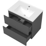 Ensemble acezanble meuble salle de bain 60cm vasque + colonne + miroir led anthracite