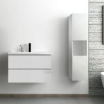 Acezanble - ensemble meuble salle de bain 80 cm blanc brillant avec 2 tiroirs � fermeture automatique, ...