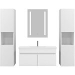 Acezanble - ensemble meubles salle de bain 80cm simple vasque + colonne + miroir led blanc 5pcs Acezanble - ensemble meubles salle de bain 80cm simple vasque + colonne + miroir led blanc 5pcs