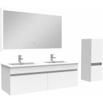 Acezanble - ensemble salle de bain double vasque 120cm meuble blanc avec colonne et miroir