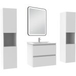 Acezanble - meubles salle de bain 60cm avec colonne + miroir lumineux 3 couleurs + dimmable blanc Acezanble - meubles salle de bain 60cm avec colonne + miroir lumineux 3 couleurs + dimmable blanc