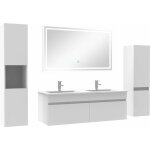 Acezanble meuble salle de bain blanc 120cm double vasque + colonne + miroir led