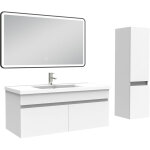 Acezanble meuble simple vasque 100cm avec colonne + miroir lumineux blanc