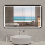 Acezanble miroir lumineux 120 x 70cm avec 3 couleurs + dimmable + anti - bu�e + m�moire, miroir salle ...