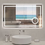Acezanble miroir lumineux 120 x 70cm, bluetooth + 3 couleurs + dimmable + grossissant + horloge + anti ... Acezanble miroir lumineux 120 x 70cm, bluetooth + 3 couleurs + dimmable + grossissant + horloge + anti ...