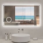 Acezanble - miroir lumineux 160 x 80cm, bluetooth + 3 couleurs + dimmable + grossissant + horloge + anti ...