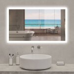 Acezanble - miroir lumineux rectangulaire 120 x 70cm anti - bue + dimmable + mmoire, miroir de salle ...